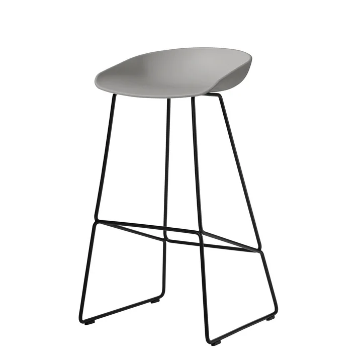 HAY - About A Stool AAS 38 Barhocker H 85, schwarz / concrete grey 2.0 (Kunststoffgleiter)