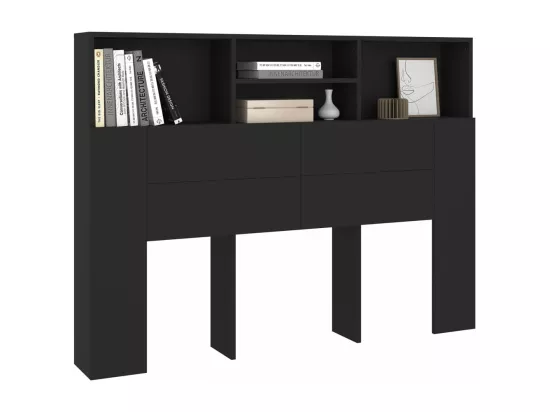 Armoire de tête de lit Noir 140x19x103,5 cm