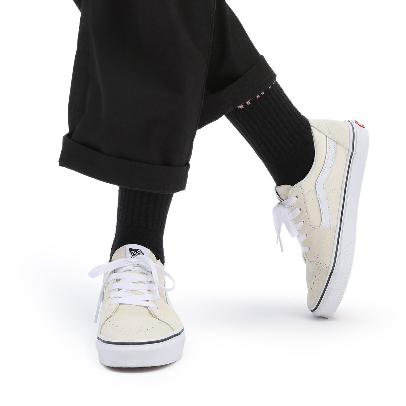 Vans Sneakers en Velours de Cuir & Textile SK8-Low beiges