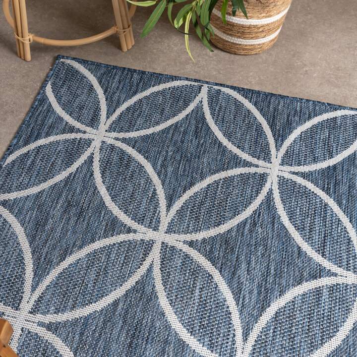 Geometrisch buitenkleed - Faro Ripple Blauw
