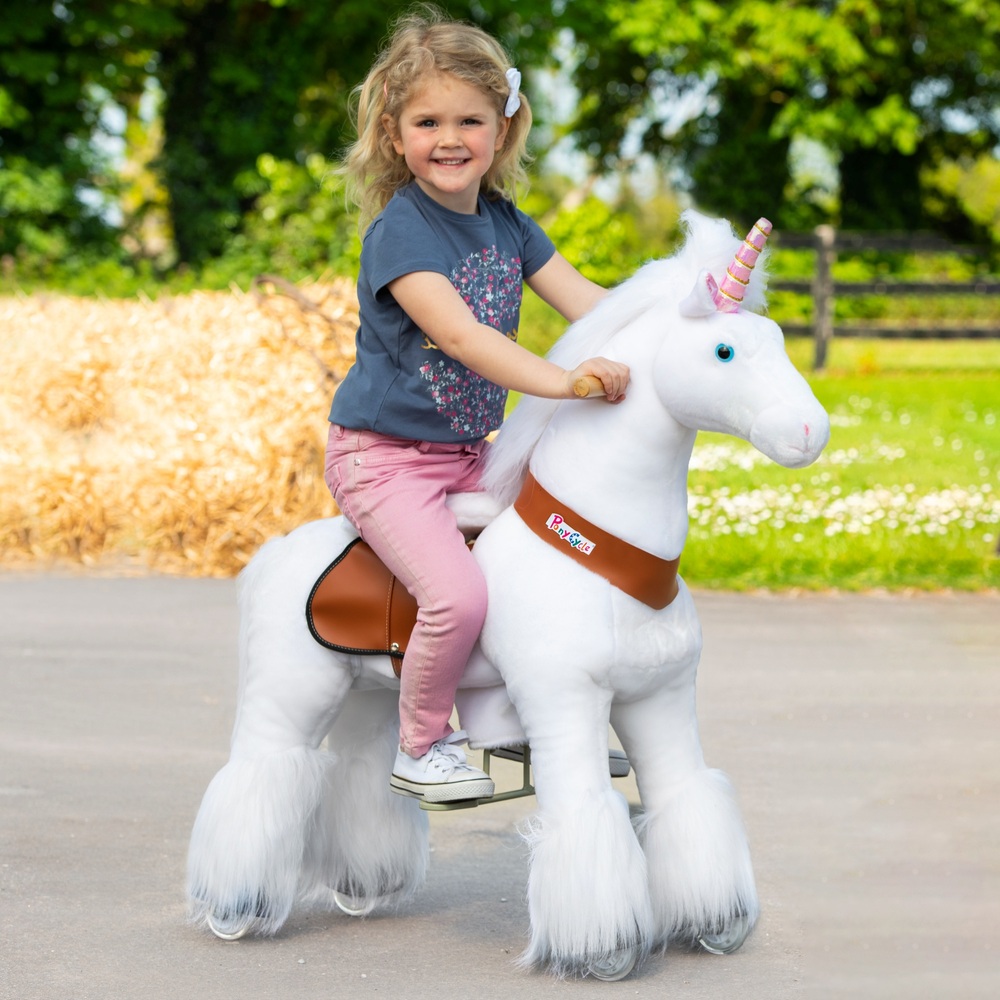 Pony Cycle Weißes Einhorn mit Bremsen und Sound