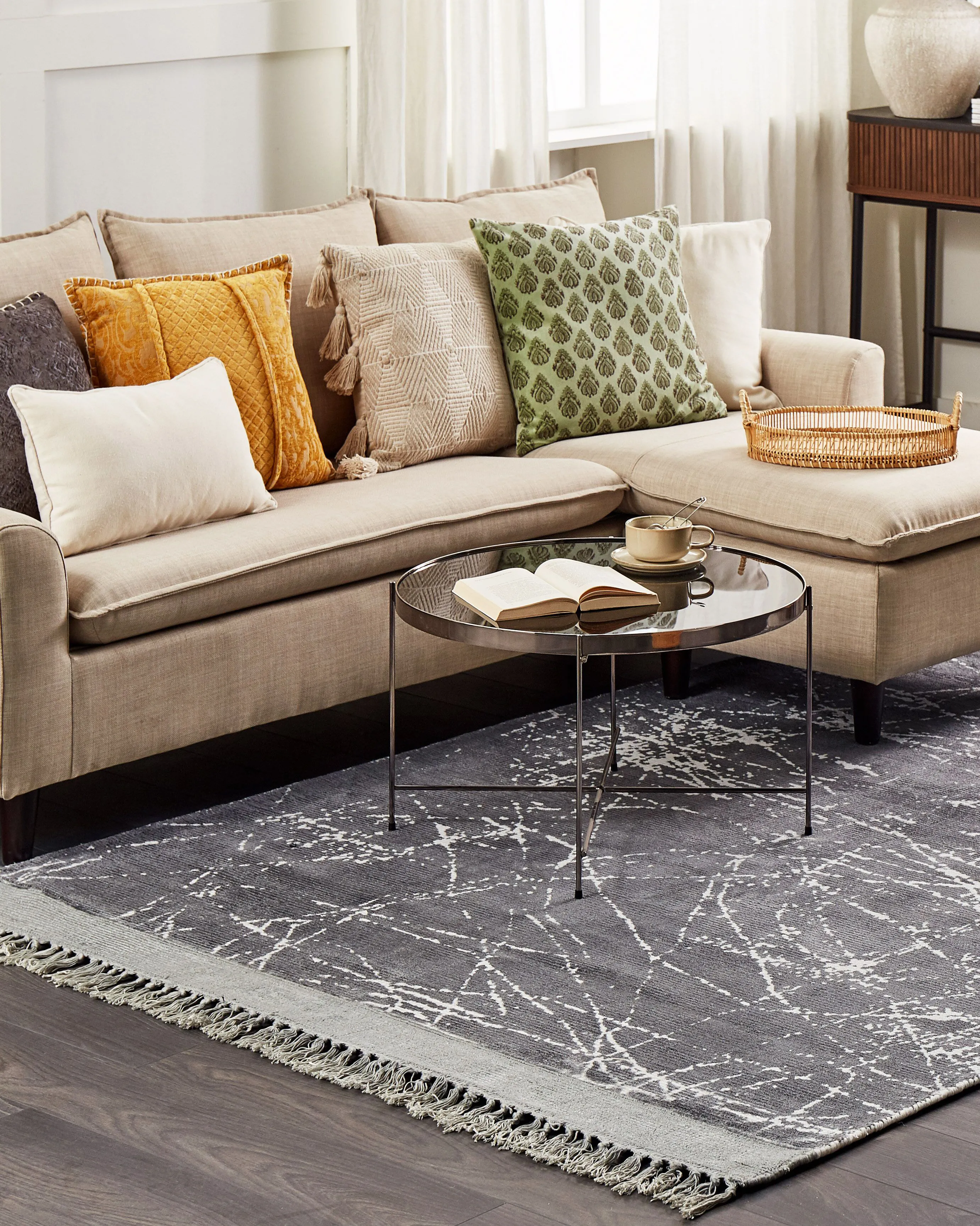 Vloerkleed HANLI Grijs 160 x 230 cm Viscose