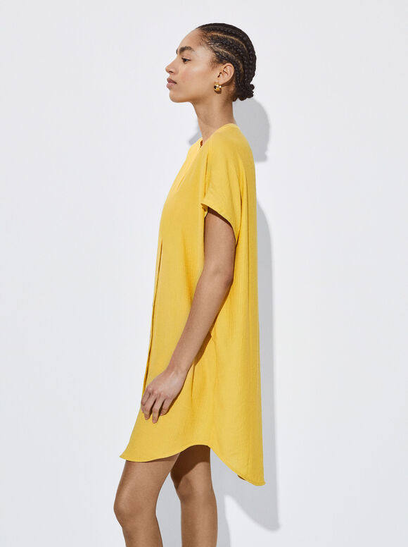 Vestido camisa fluido - Amarelo