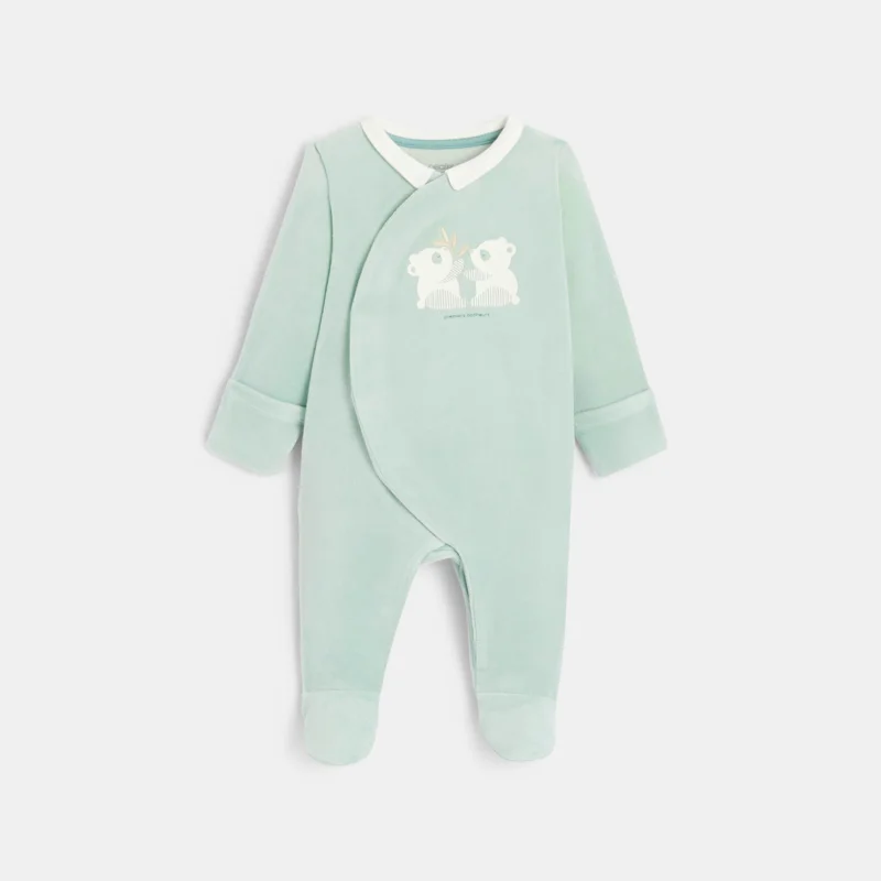 Dors-bien velours panda vert bébé mixte Vert