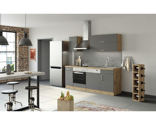 Held Furniture keukenblok met apparatuur Sorrento 210 cm antraciet mat gedemonteerd omkeerbaar model 1003.6280
