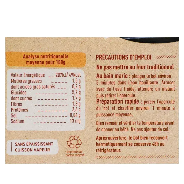 Lancheira Babybio com Pastinaca, Abóbora Cabotiá, Pato e Polenta +12m Orgânica 2 x 200g