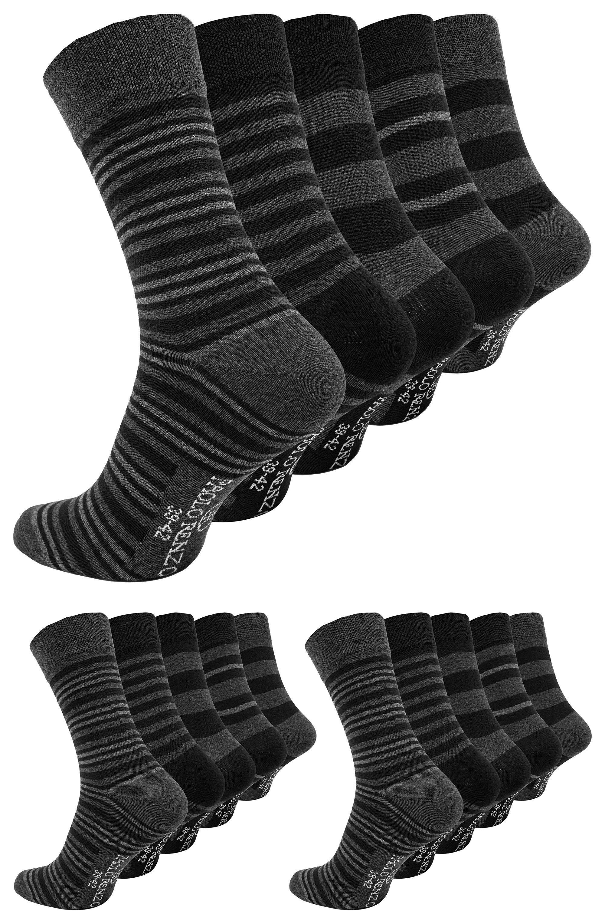 Paolo Renzo® Business Socke gemustert 15 Paar - Größe 43/46