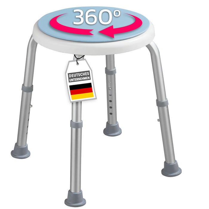 Peter douche- en badkruk - 360 graden draaibaar - Hoogteverstelbaar - Antislip rubberen voetjes - Draagvermogen tot 150 kg