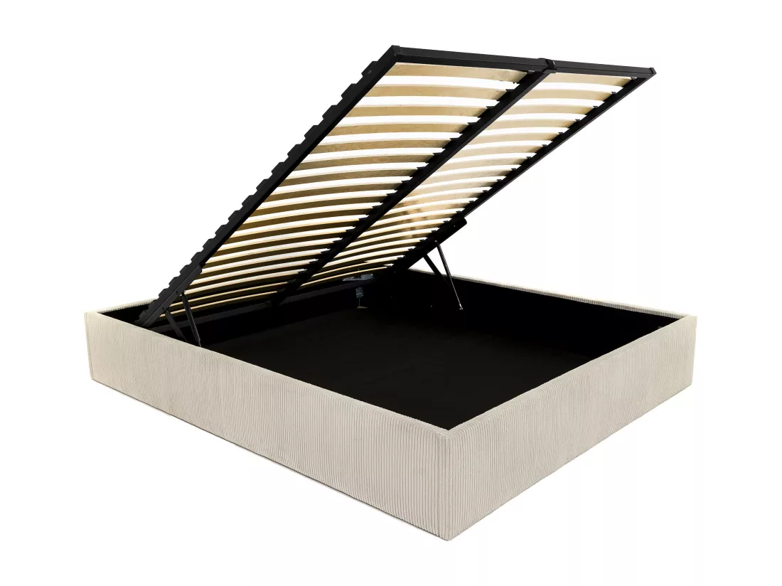 Sommier coffre 140 x 190 cm en velours côtelé - Crème - PONTOS II de YSMÉE