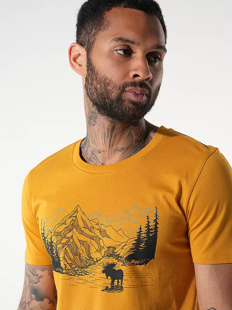 GREENBOMB T-Shirt GUIDE NATURE MOOSE MOUNTAIN senf