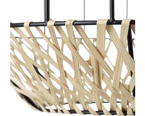 Hanglamp, 1-lichts, HxØ 120x37 cm, zwart/naturel