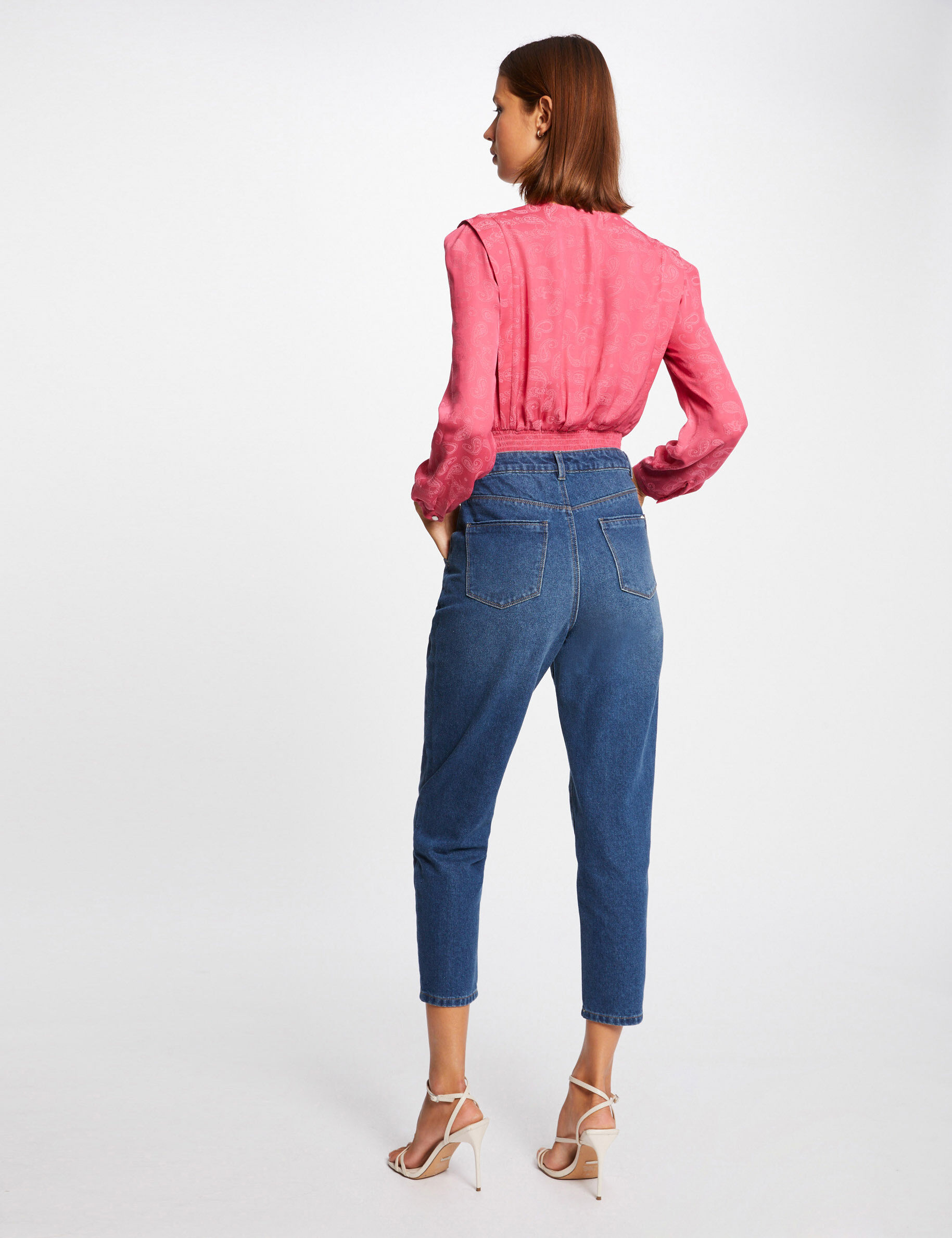 Blouse manches longues imprimée fuchsia femme - fuchsia