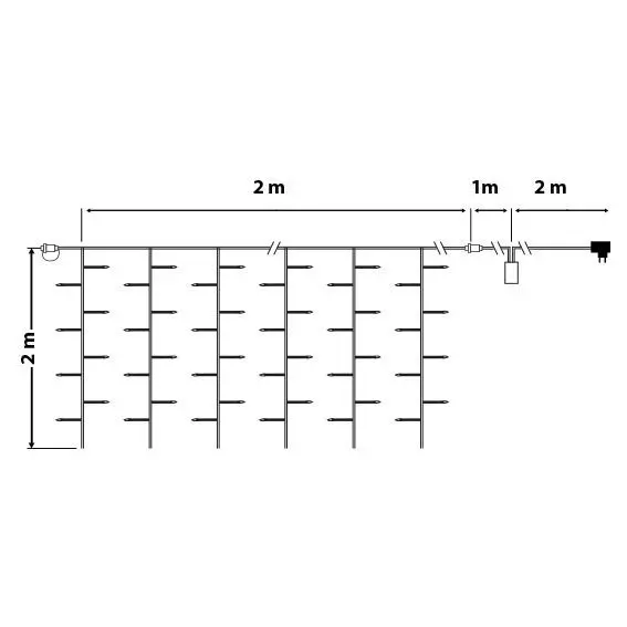 Rideau lumineux H2 m L2 m 96 LED Interconnectable Blanc froid