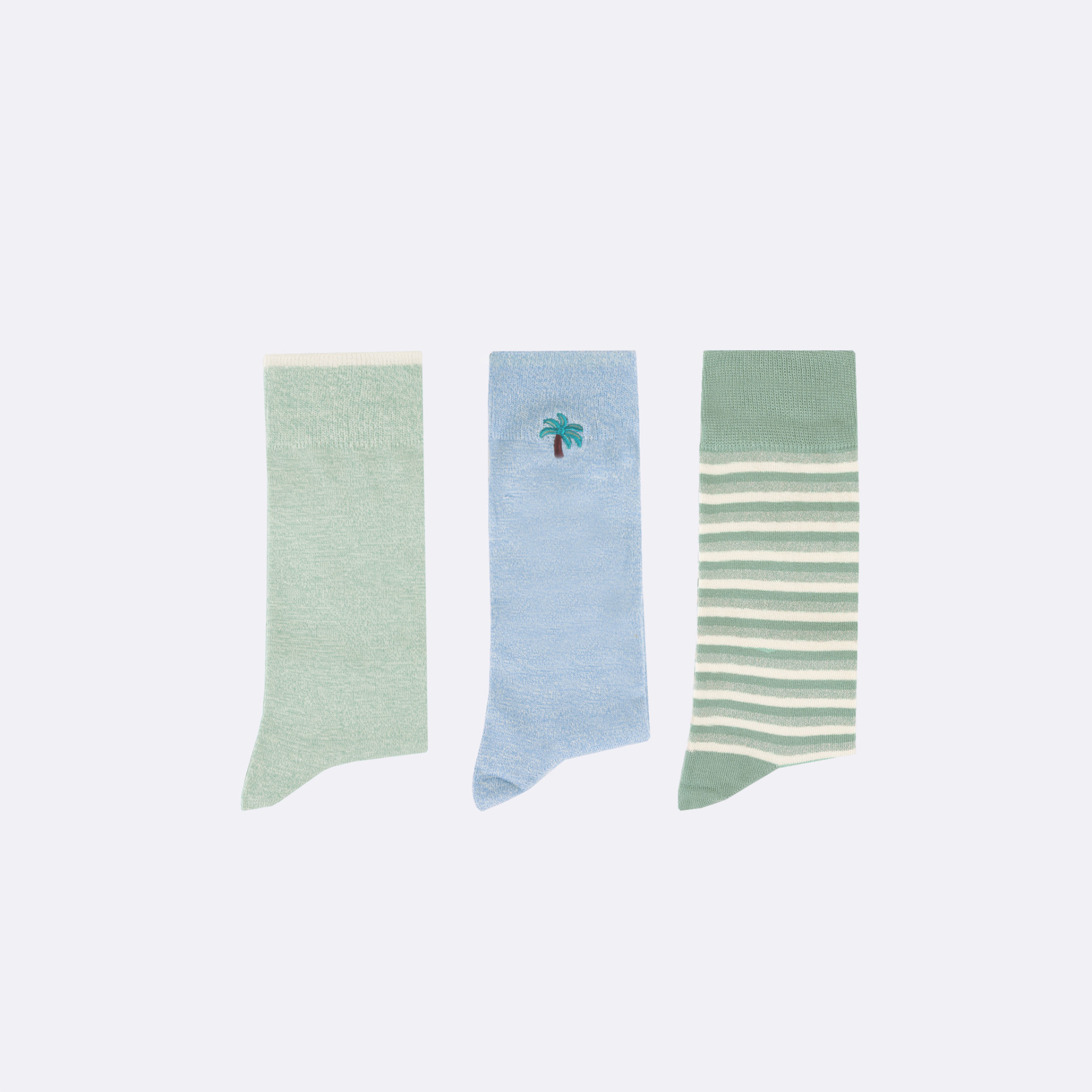 Chaussettes vertes et bleues coton & polyester recyclé - modèle Socks X3