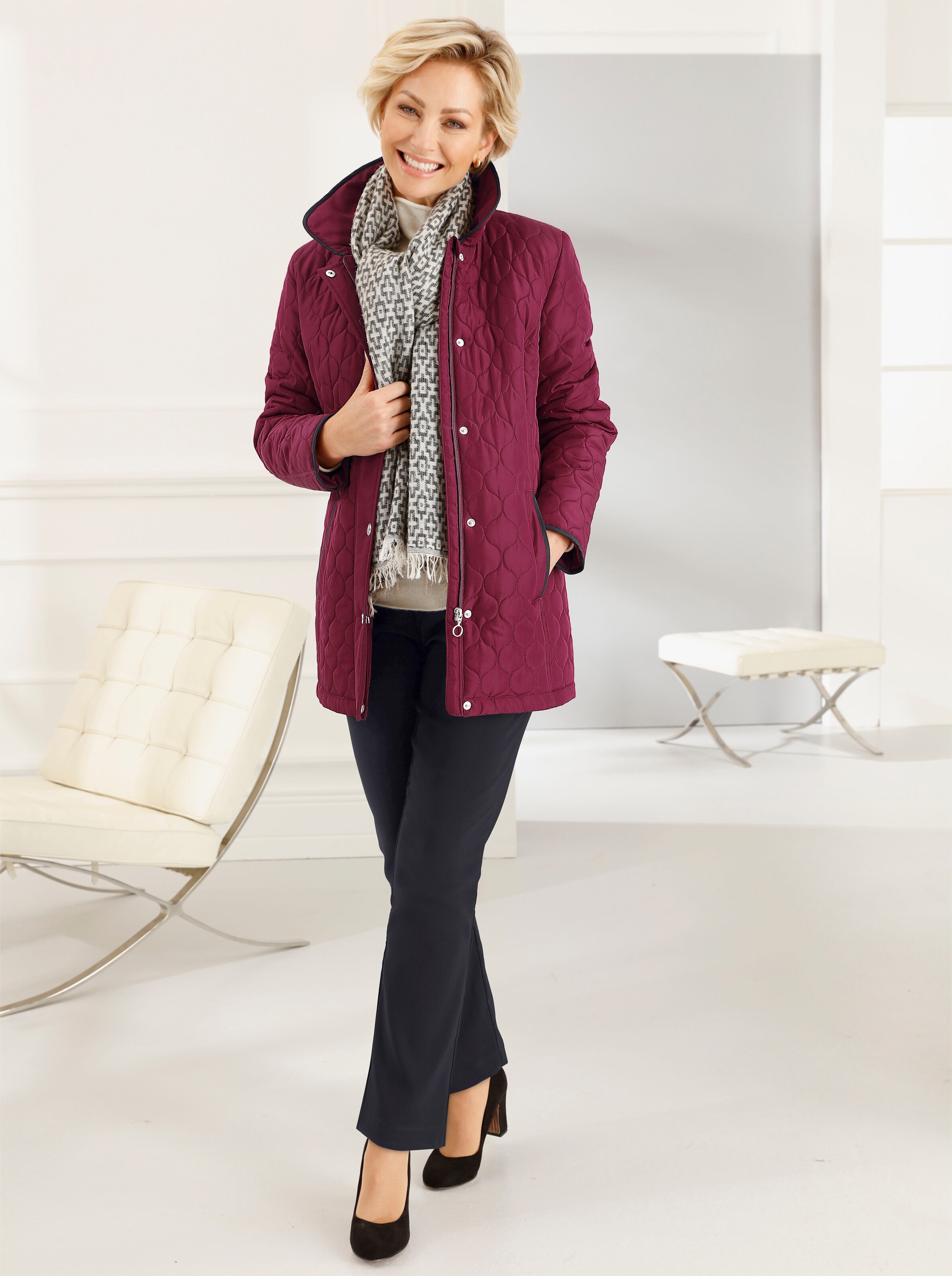Steppjacke mit verdecktem Reißverschluss