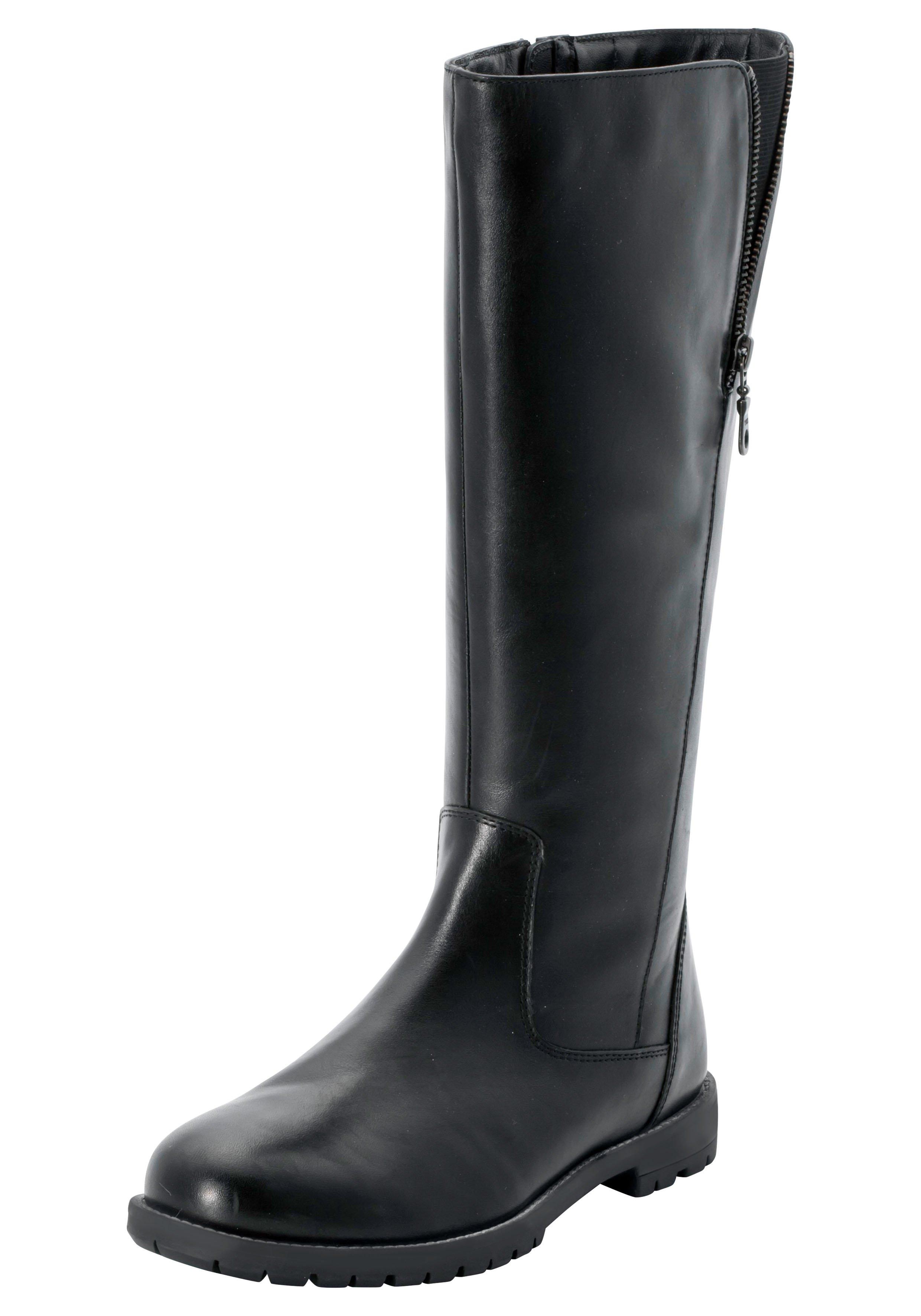 Weitschaftstiefel aus Leder mit Zierreißverschluss