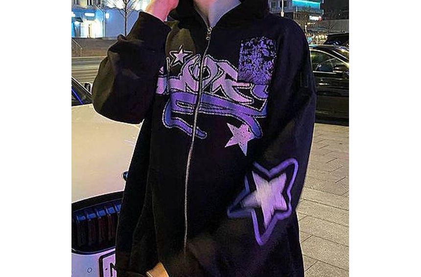 Jeshili - Hoodie met rits en sterrenprint