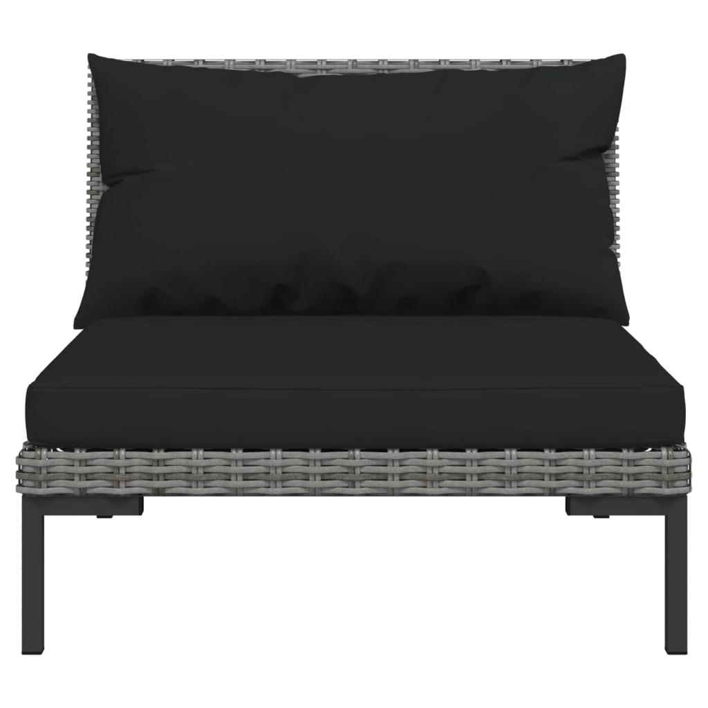Salon de jardin meuble d'extérieur ensemble de mobilier 9 pièces avec coussins résine tressée gris foncé