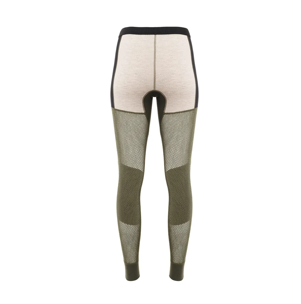 Aclima Women's WoolNet Hybrid Longs Olive Night/Beige Melange/Jet Black
