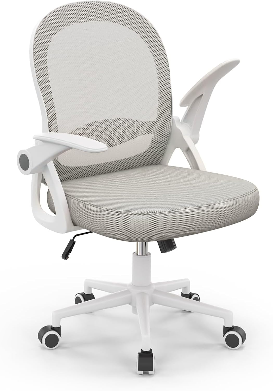 naspaluro Bürostuhl, Ergonomischer Schreibtischstuhl mit Atmungsaktiv Netzbespannung, Hochklappbare Armlehnen, Höhenverstellbarer, Computerstuhl, Leichter Stuhl, 360° Drehstuhl, Grau QW4064957