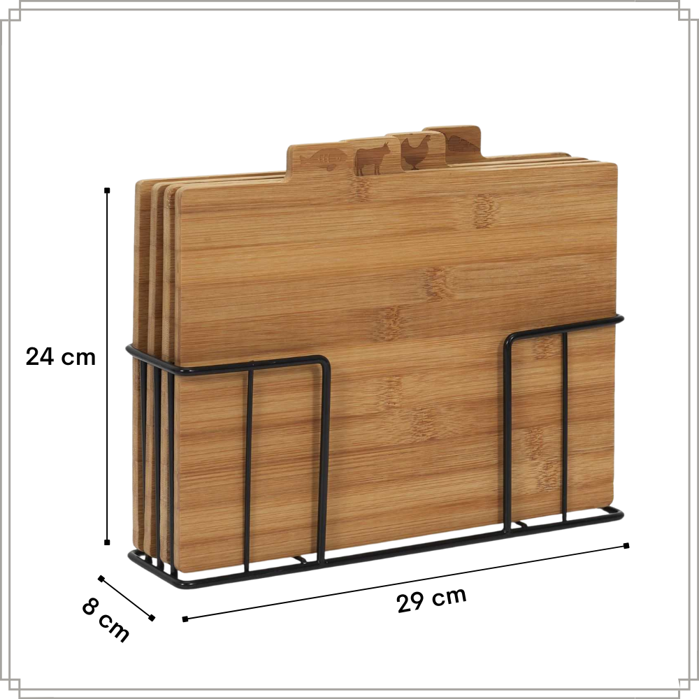 OTIX Snijplankenset set van 3 met Houder Set van 4 Bamboe Houten Sn...