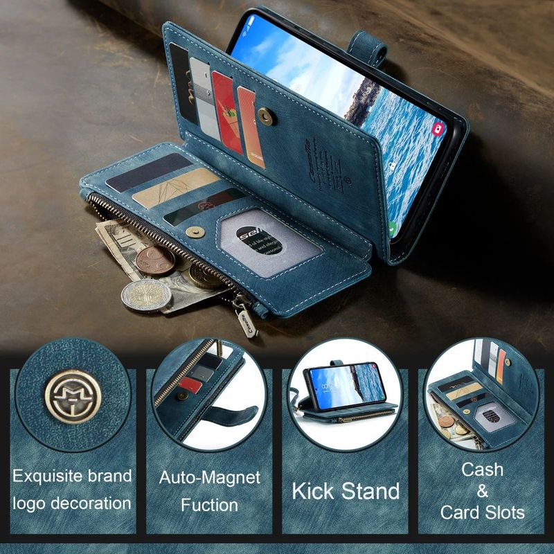 CaseMe - C30 - Hoesje - Samsung Galaxy S24 Plus - Blauw - Pasjeshouder Book Case