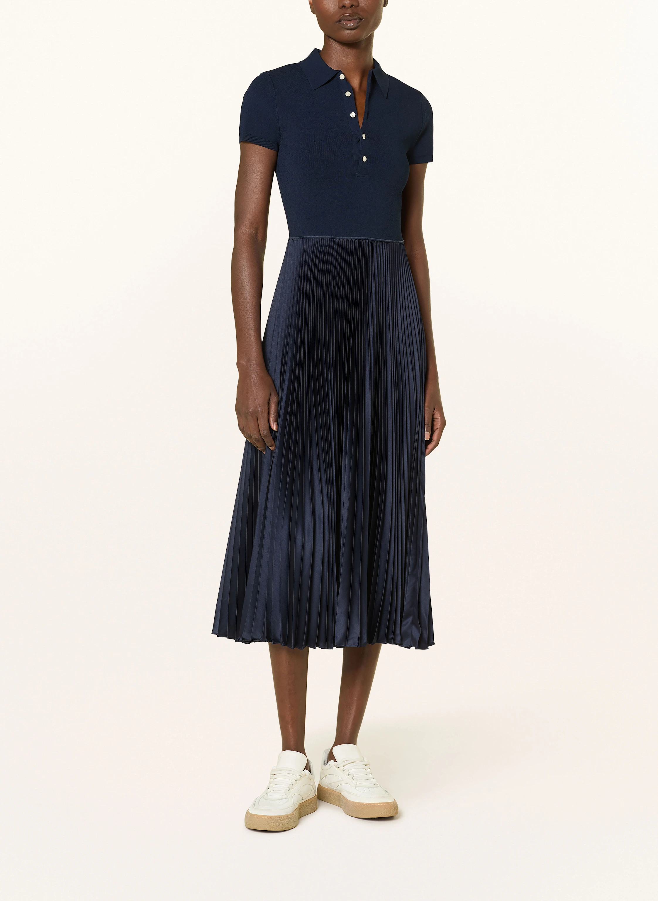 POLO RALPH LAUREN Polokleid im Materialmix mit Plissees