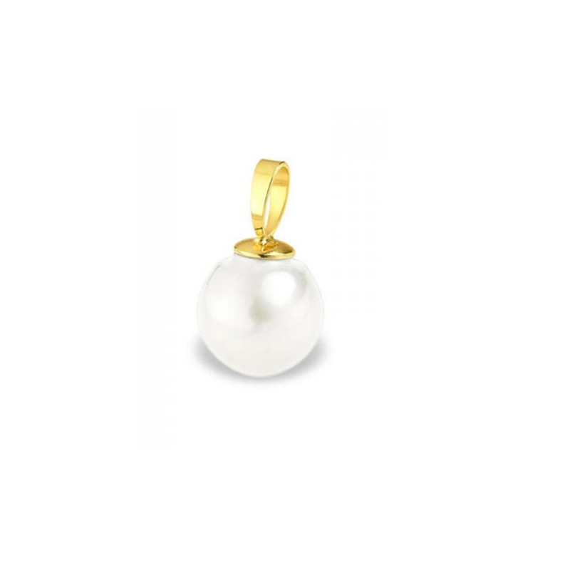 Pendentif Perle de Culture d'eau douce Blanche et Or Jaune 375/1000