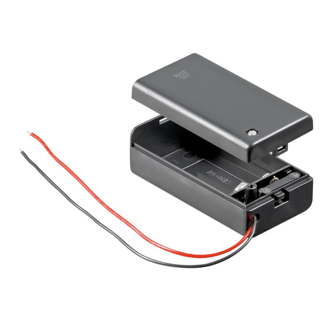 1x 9V Block schaltbarer Batteriehalter mit Verzinntem Kabel (48171) - Schwarz