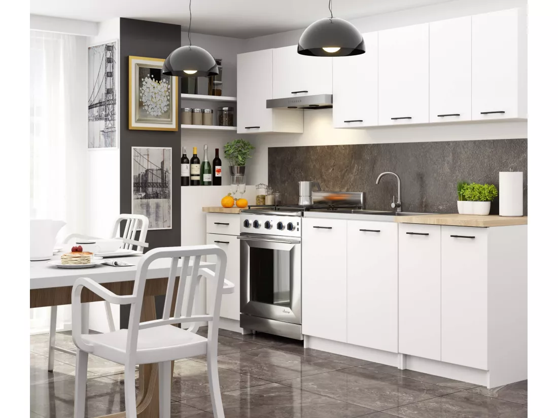 Armoires de cuisine haute AKORD W40 OLIWIA Blanc 40 cm 1 porte façade Blanche 2 étagères 40x30x58 cm