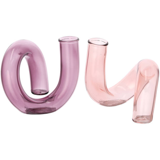 Blokker Vaas Glas Swirl - Roze