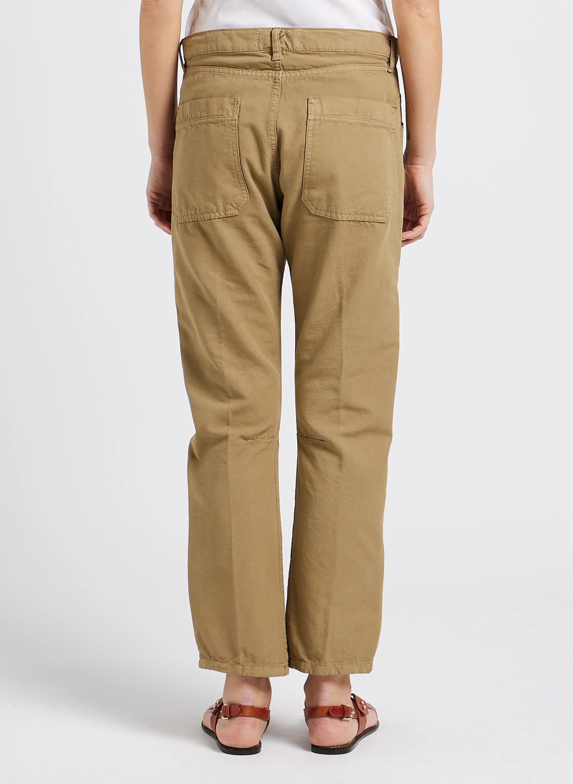 SEAN - Jean droit taille haute en coton | Kaki