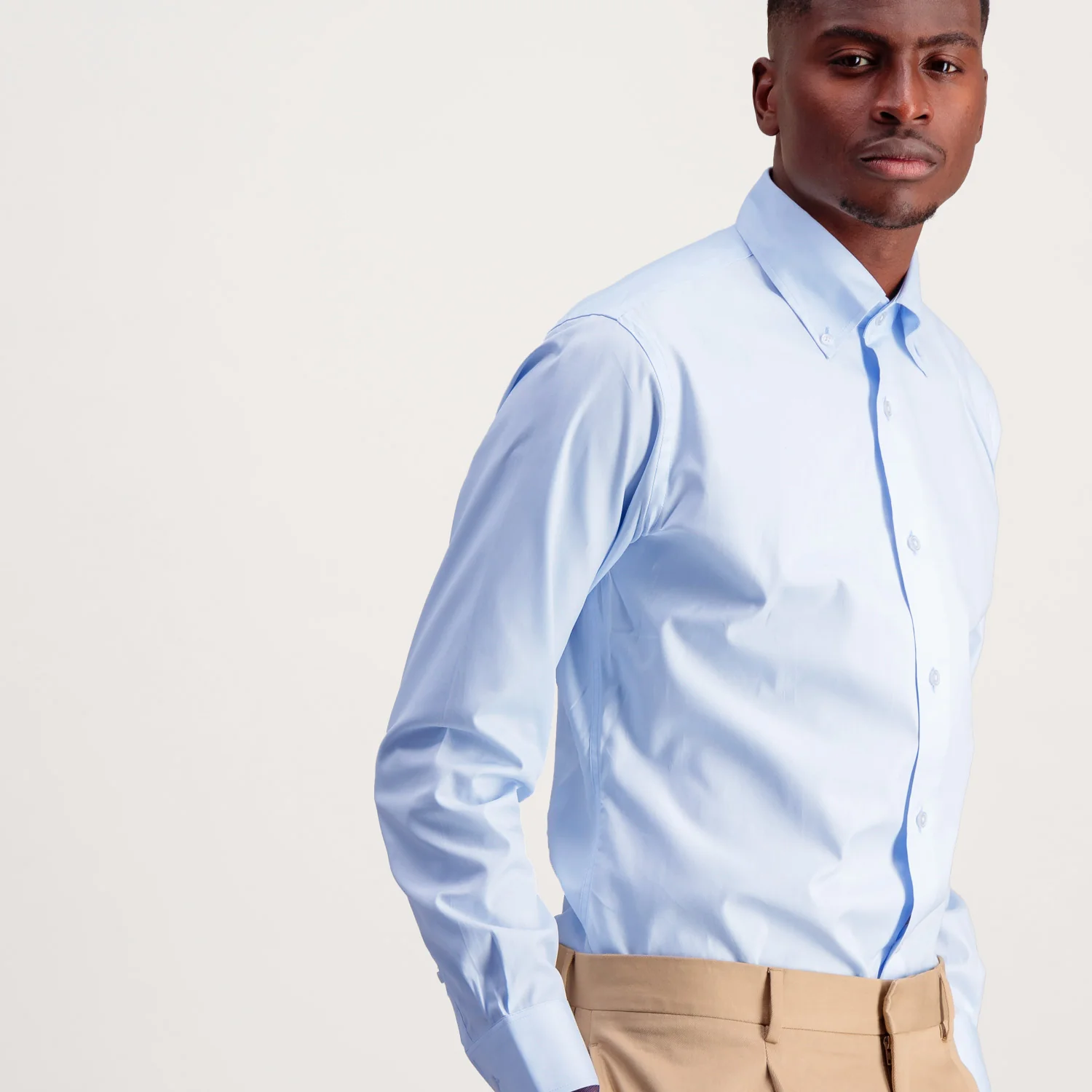Fitted shirt in sky blue double-twisted Oxford