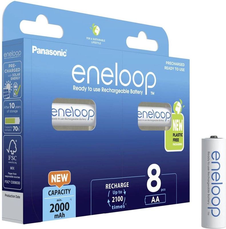 Panasonic - Eneloop - Oplaadbare Batterij - 8-pack - NiMH - AA