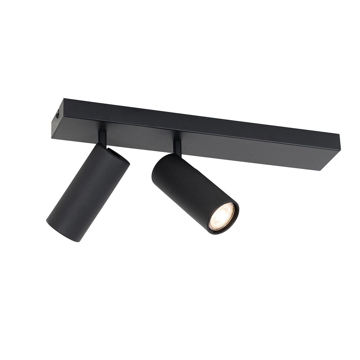 Smart plafondspot zwart 2-lichts verstelbaar incl. 2 Wifi GU10 50mm - Renna