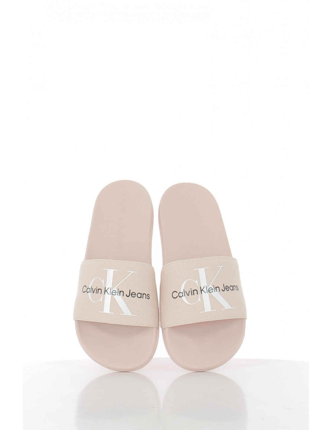 calvin klein claquettes femme slide monogram co rose
