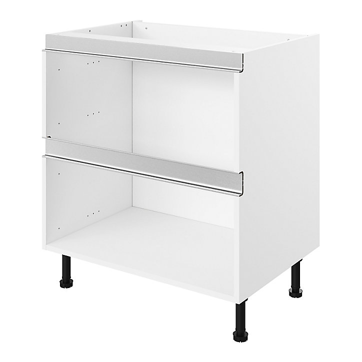 Caisson bas de cuisine à 2 casseroliers blanc L. 100 cm Caraway Innovo GoodHome