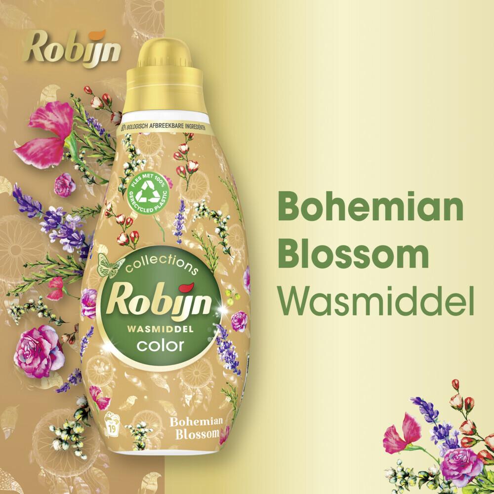 8x Robijn Klein & Krachtig Wasmiddel Bohemian Blossom 19 Wasbeurten665 ml
