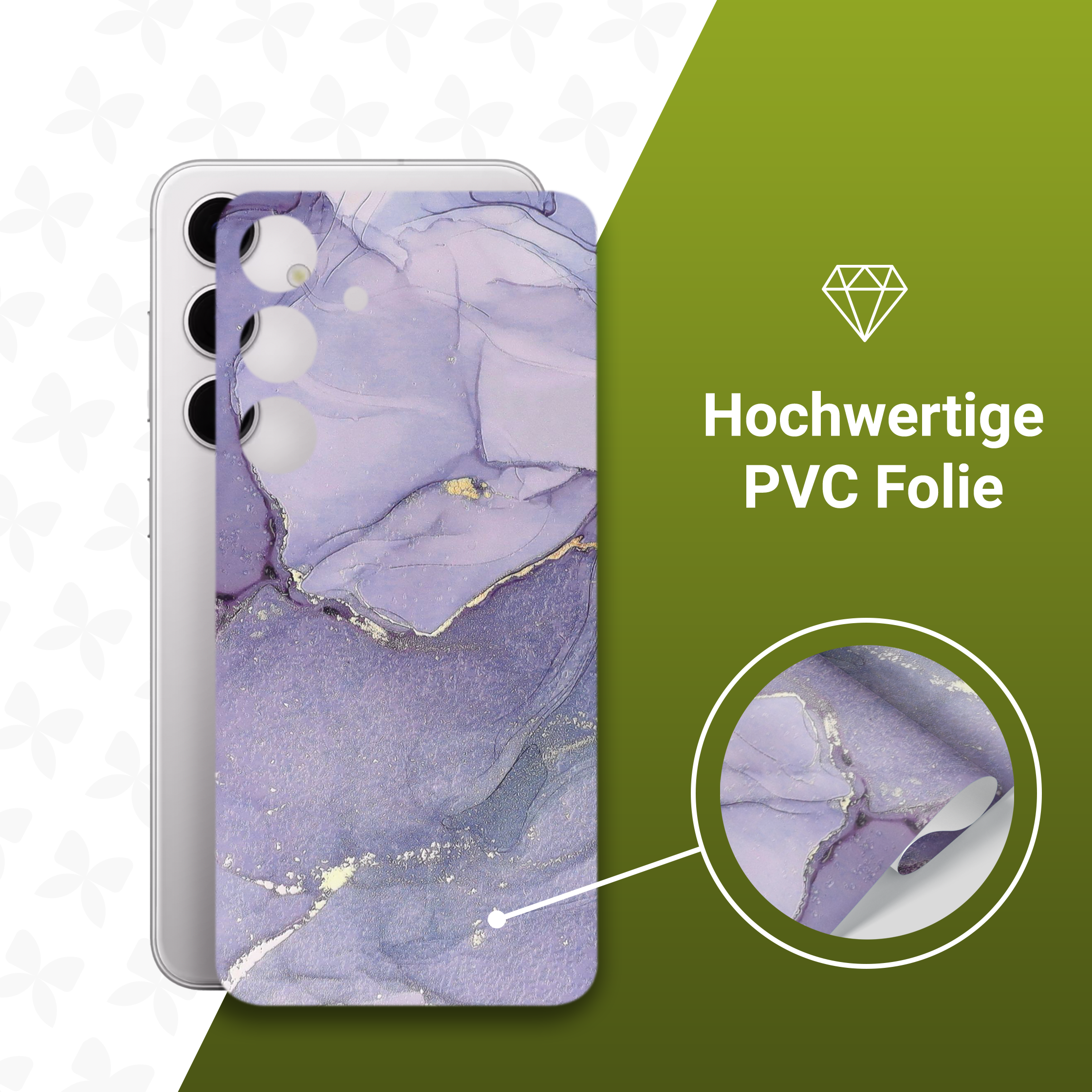 (2er Set) Samsung Galaxy S23 FE Backcover Schutzfolie Swiss Made - Purple Chic Marmor