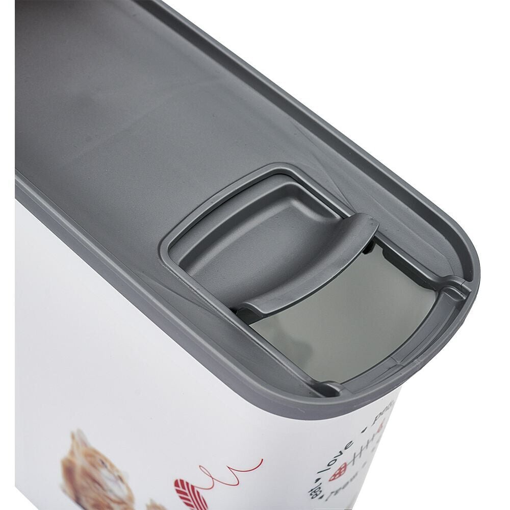 Boîte à croquettes pour chat grise et blanche 2L