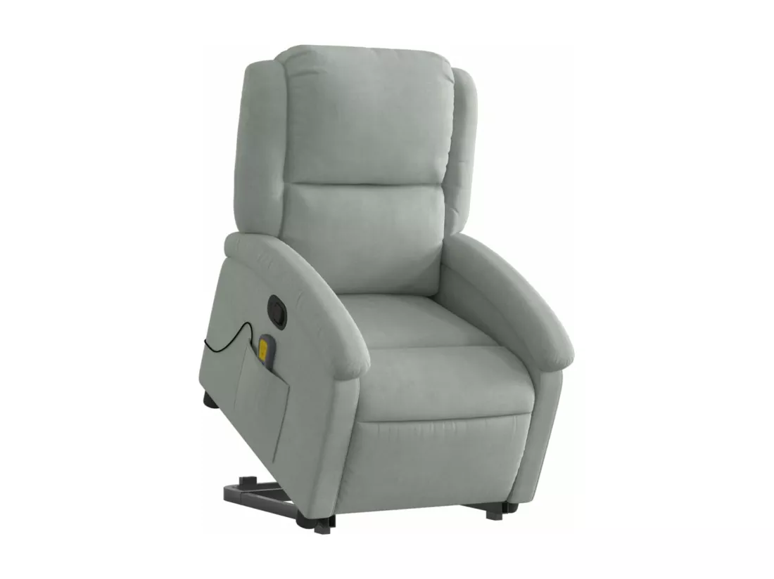 Fauteuil massant inclinable Gris clair Velours