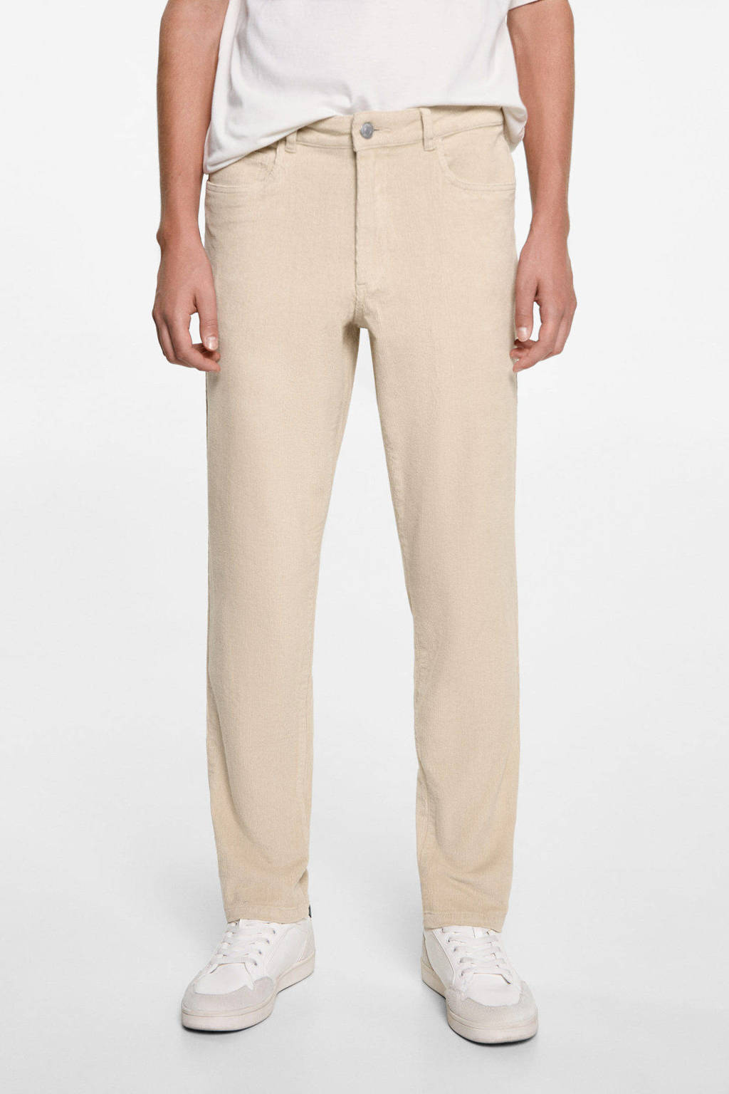 MANGO TEEN corduroy regular fit broek lichtbeige