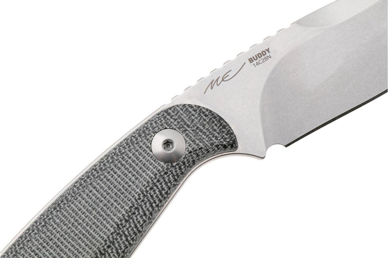 Kizer Buddy 1081A8 Satin 14C28N, Black Micarta, vaststaand mes, Maksim Epifantsev design