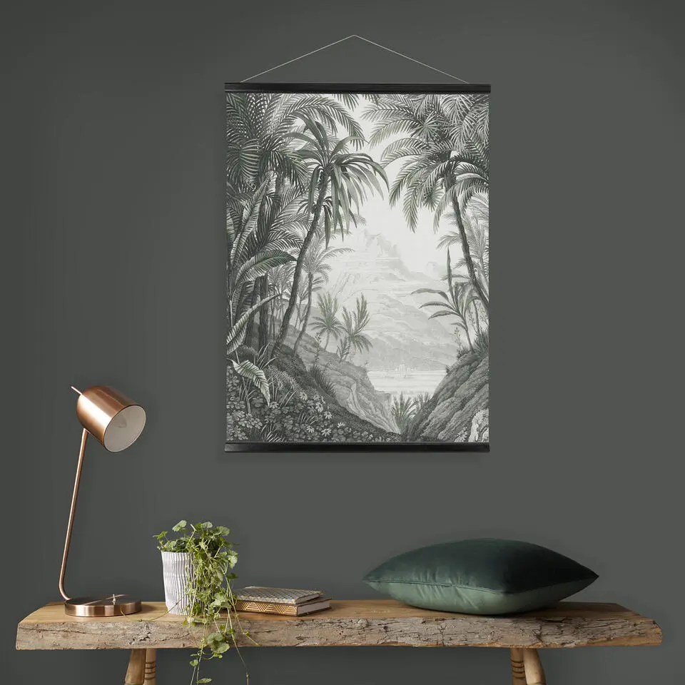 Hangende Poster Linnen - Jungle Landschap Schets