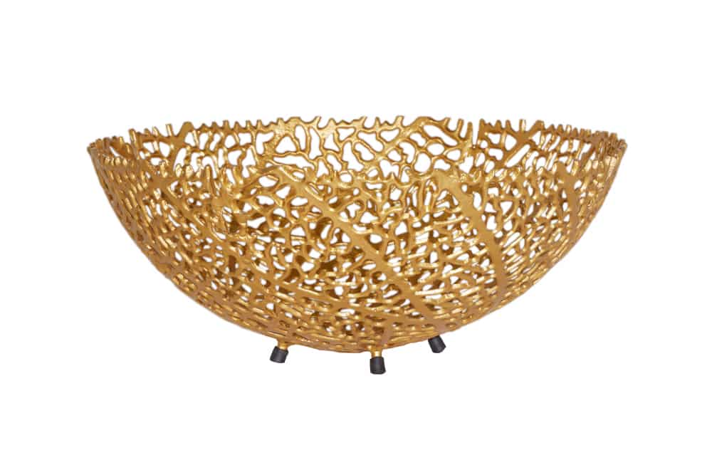 Filigrane Design Schale ABSTRACT LEAF 45cm gold Handarbeit