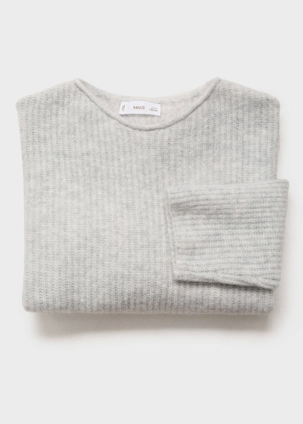 Mango Kids trui lichtgrijs rib gebreid