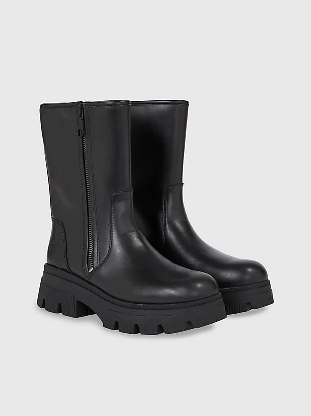 Botas de couro com salto plataforma