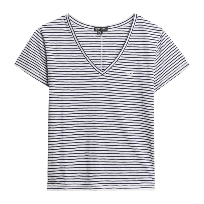 Superdry Slub Embroidered V-Neck Shirt Dames