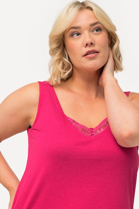 Kurzpyjama, Spitze, V-Ausschnitt, ärmellos, Shorts