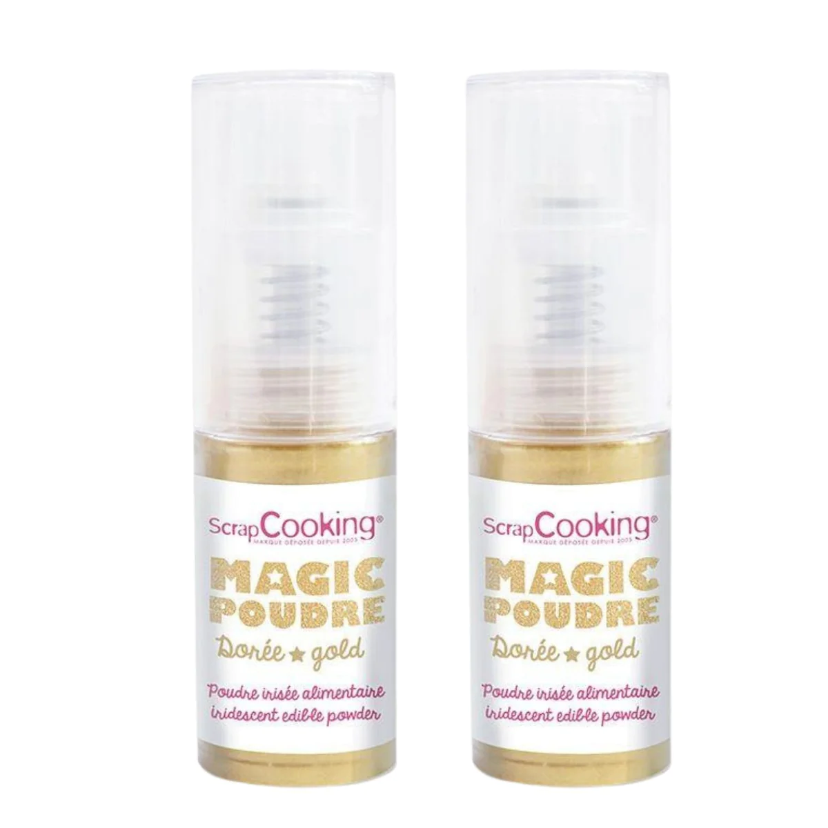 2 sprays de poudre alimentaire irisée dorée Scrapcooking